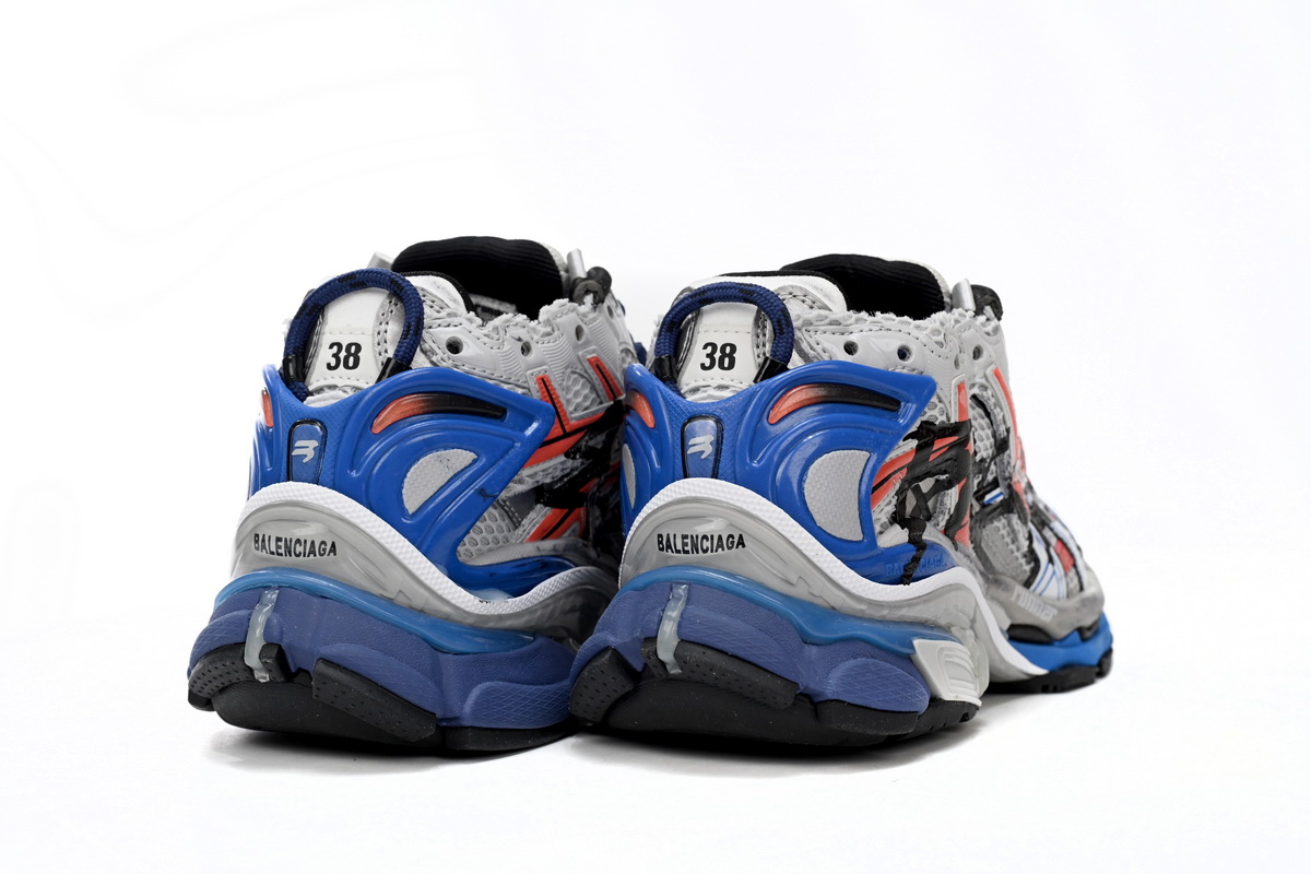 Balenciaga Runner White And Blue Printing 677402 W3RB6 1264