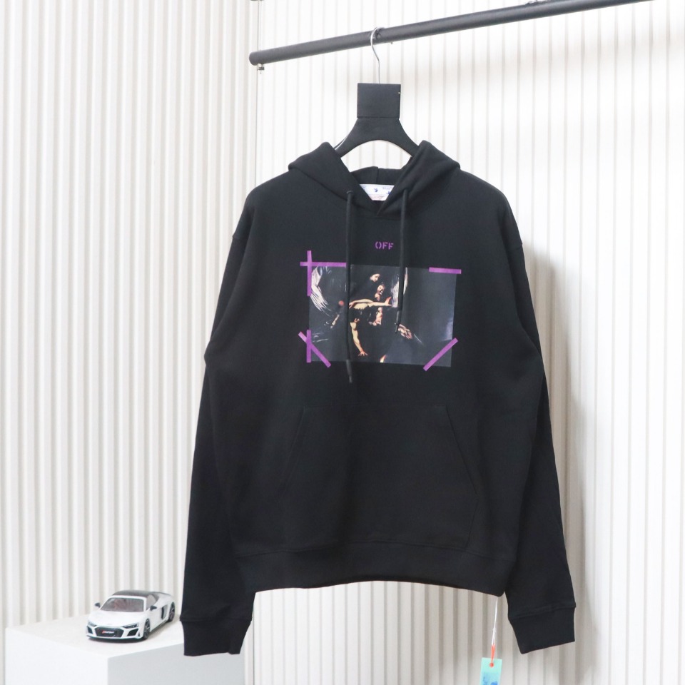Off-white Religious Madonna Print Hoodie Purple