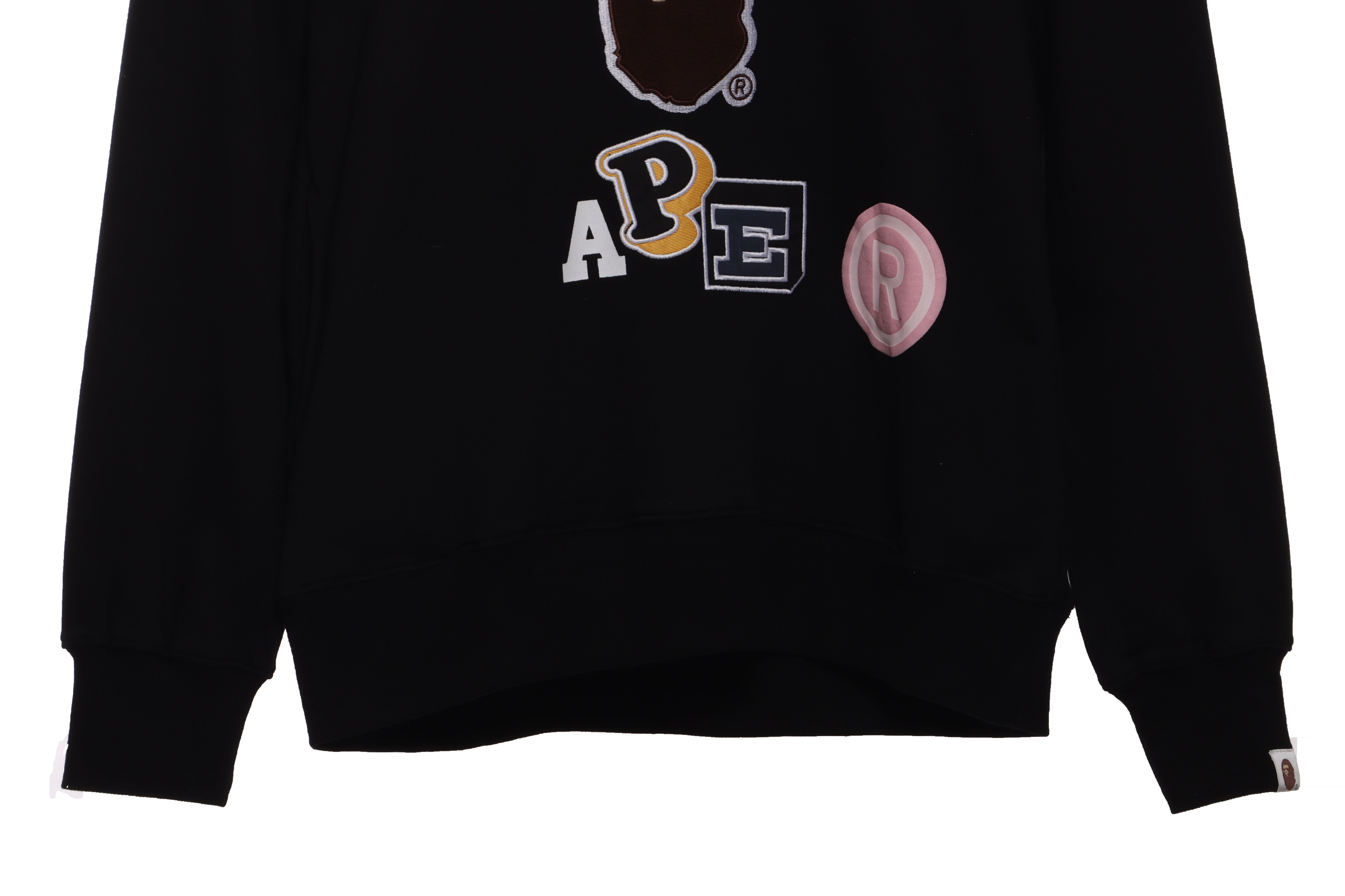 BAPE ape head logo colorful print hoodie Black