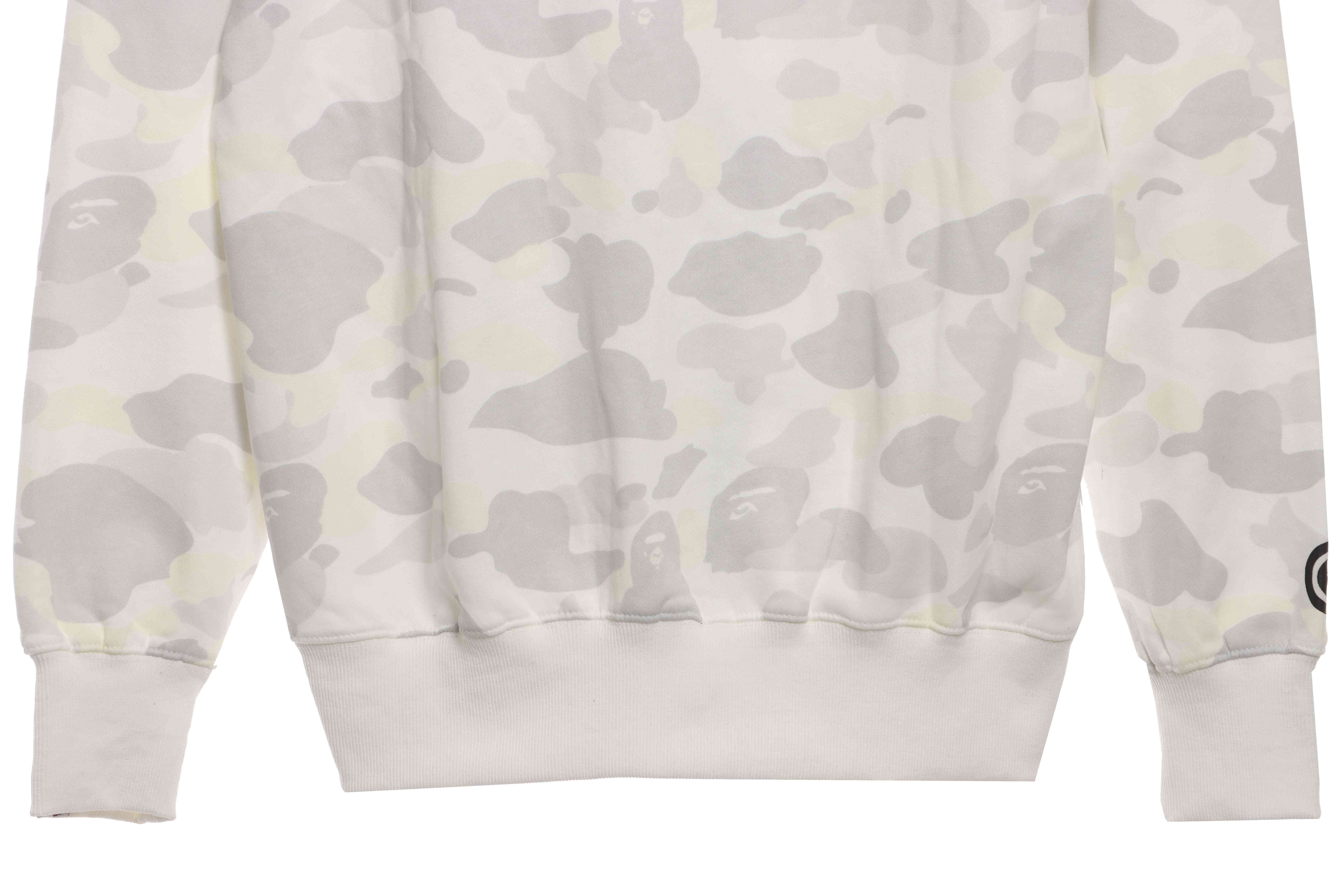 BAPE classic black and white camouflage patchwork luminous hoodie White