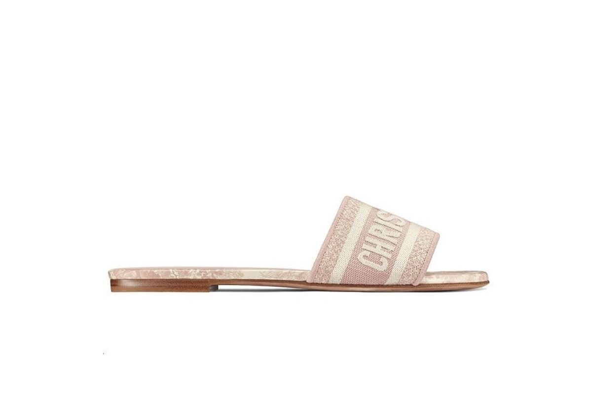 Dior Dway Slide Pink Toile de Jouy Embroidered Cotton KCQ209TJE S46P