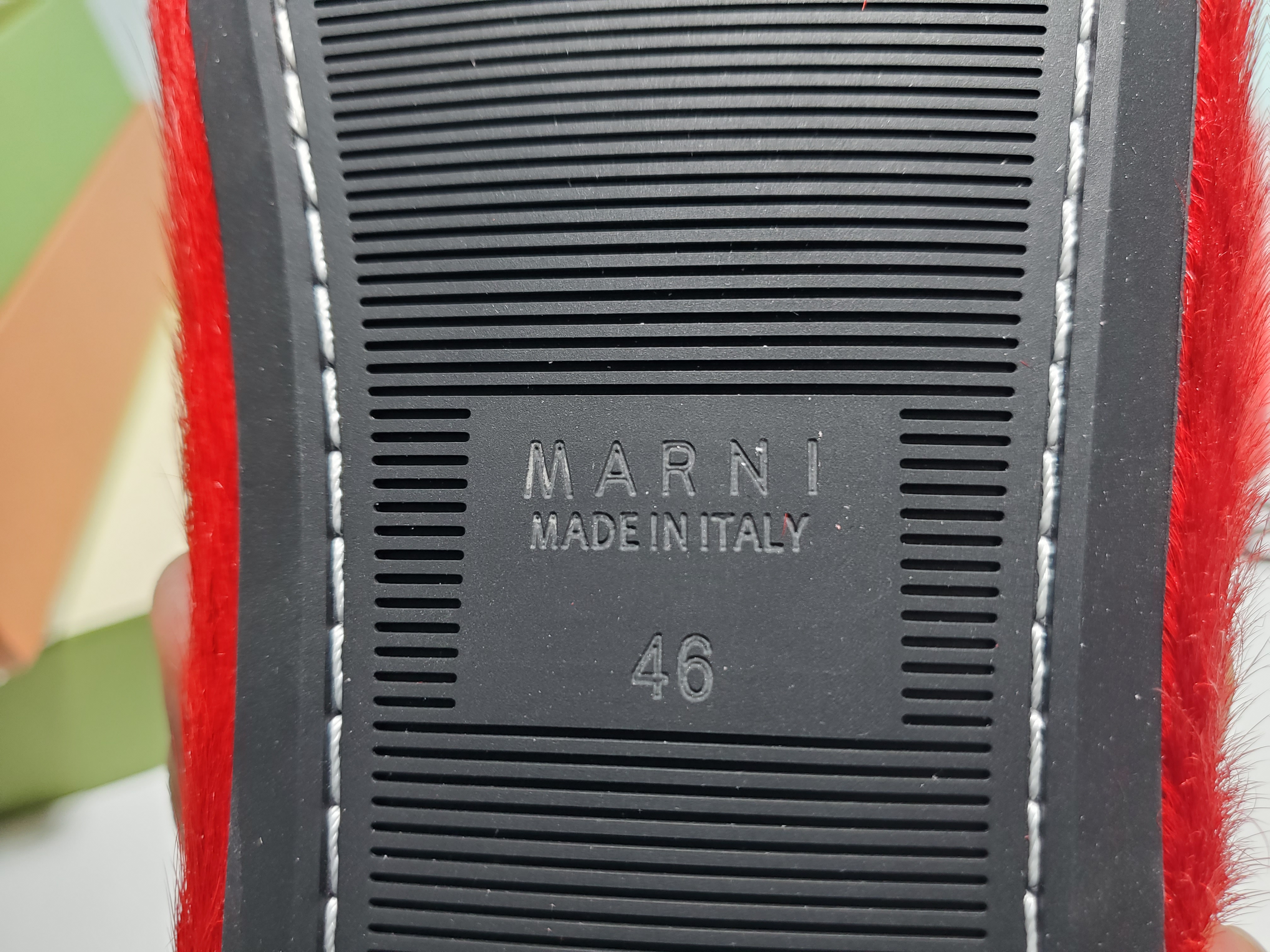 Marni Long-hair Calfskin Fussbett Sabot Red SBMS004601P412200R66