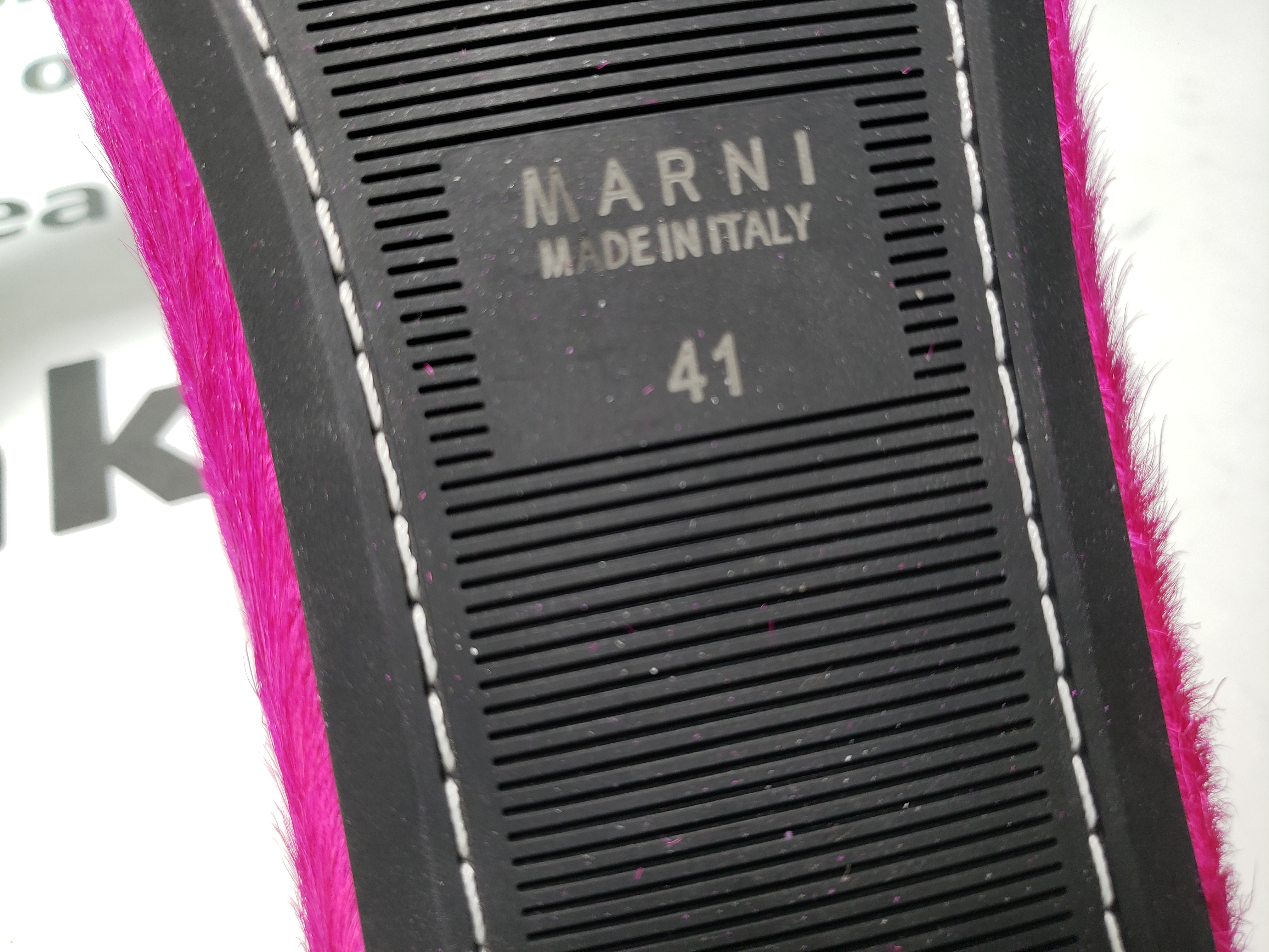 Marni Long-hair Calfskin Fussbett Sabot Rose Red