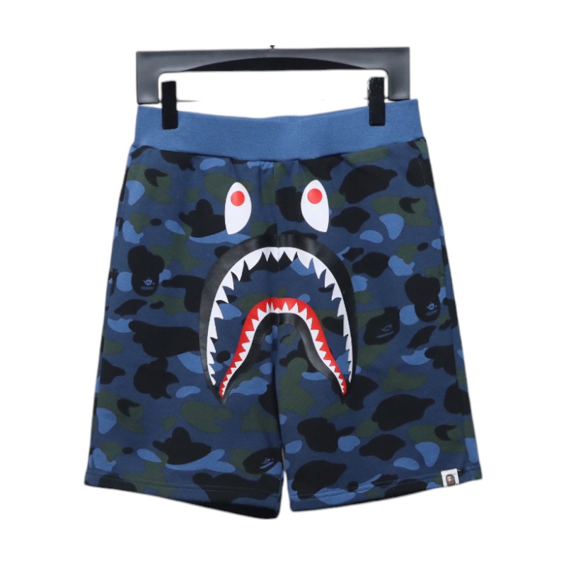 BAPE Camouflage Shark Mouth Shorts Navy Blue