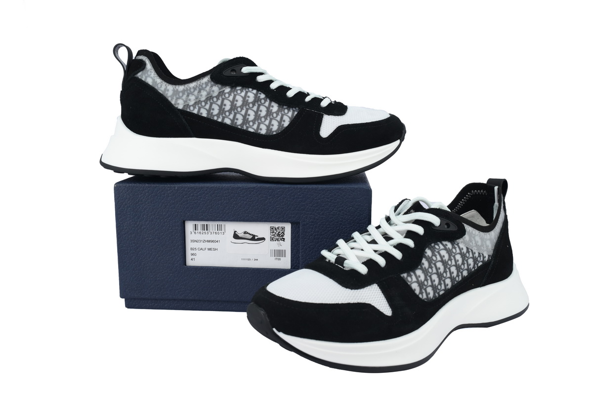Dior B25 Oblique Runner Sneaker Black Suede 3SN259YUH_H960
