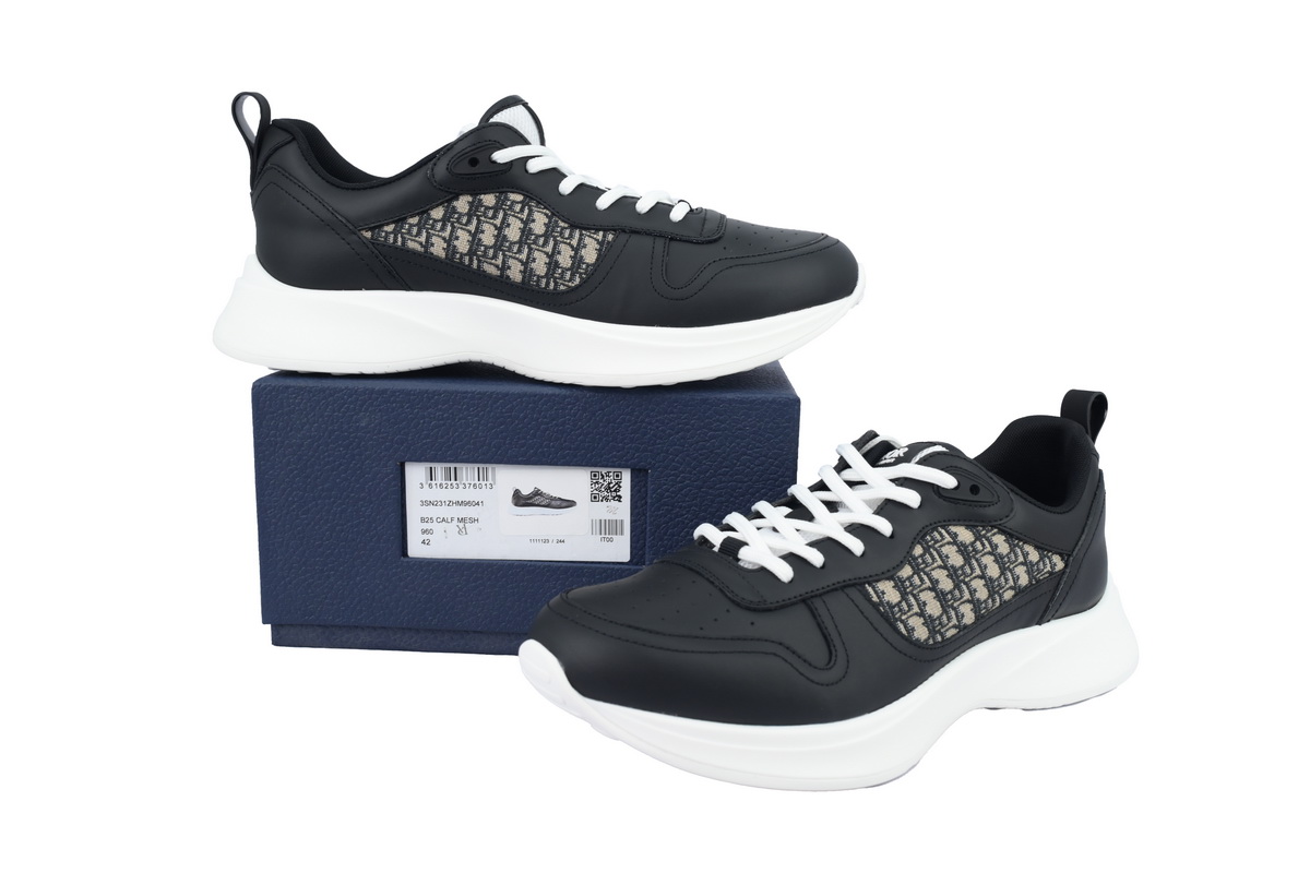 Dior B25 Runner Black Smooth Calfskin Oblique Jacquard 3SN299ZIR_H965