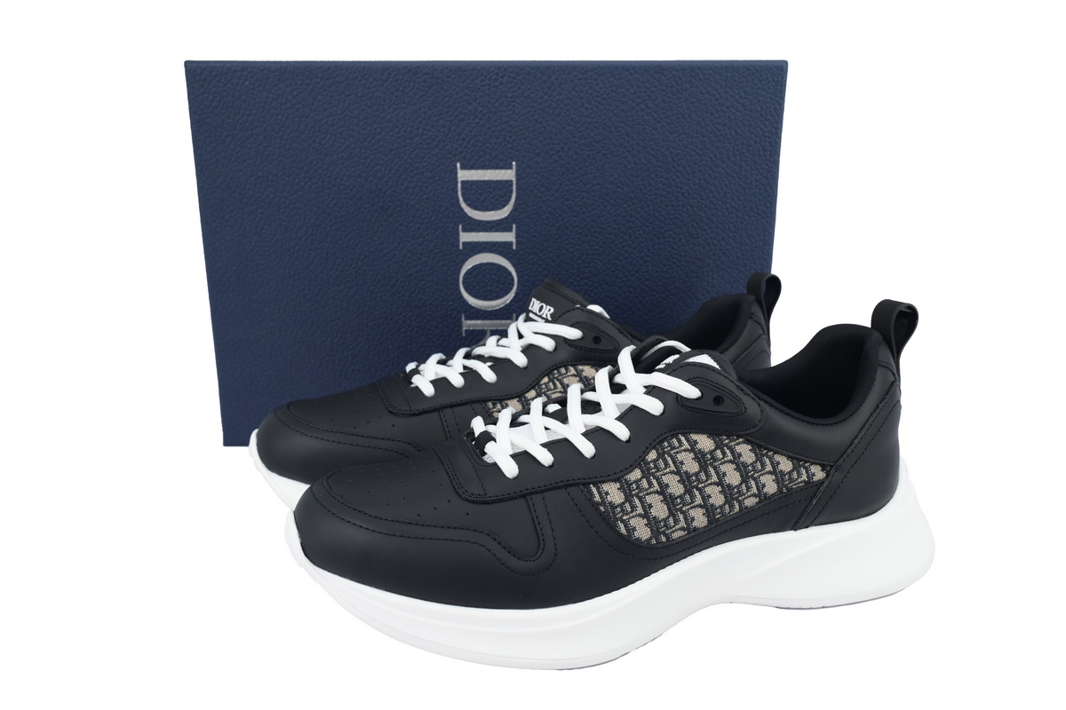 Dior B25 Runner Black Smooth Calfskin Oblique Jacquard 3SN299ZIR_H965