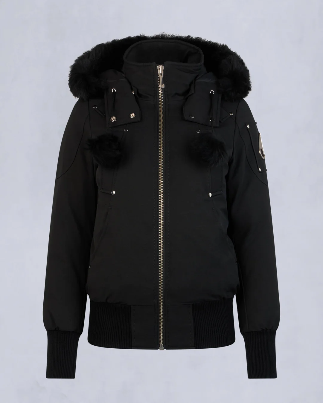 Moose Knuckles Black Jacket Black Wool Collar（NFC)