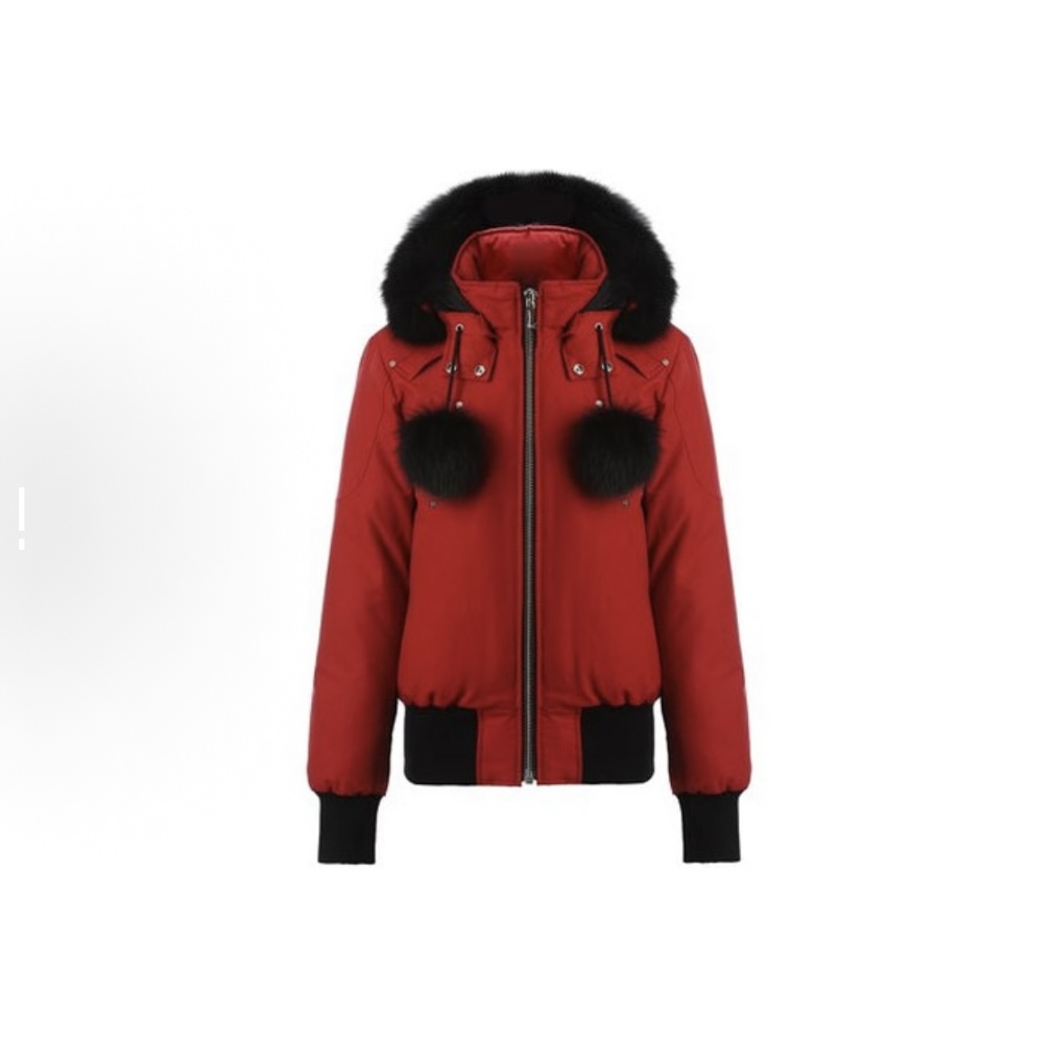 Moose Knuckles Red Jacket Black Wool Collar（NFC)