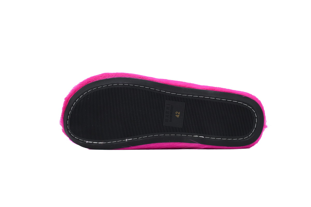 Marni Long-hair Calfskin Fussbett Sabot Rose Red