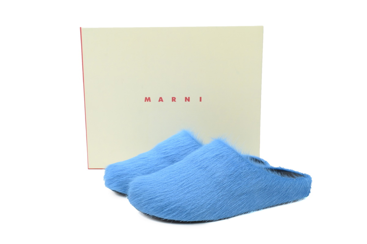 Marni Long-hair Calfskin Fussbett Sabot Blue SBMR000600P412200B50