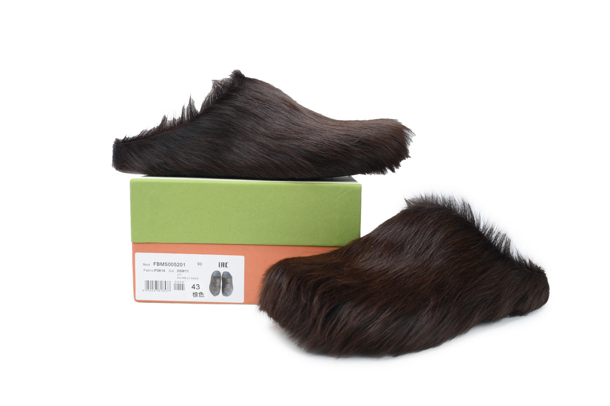Marni Long-hair Calfskin Fussbett Sabot Brown SBMS004601P412200M37