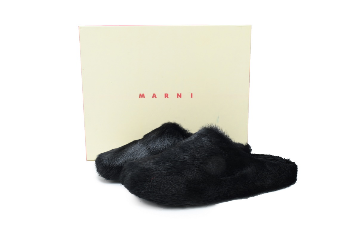 Marni Long-hair Calfskin Fussbett Sabot Black SBMR000600P412200N99