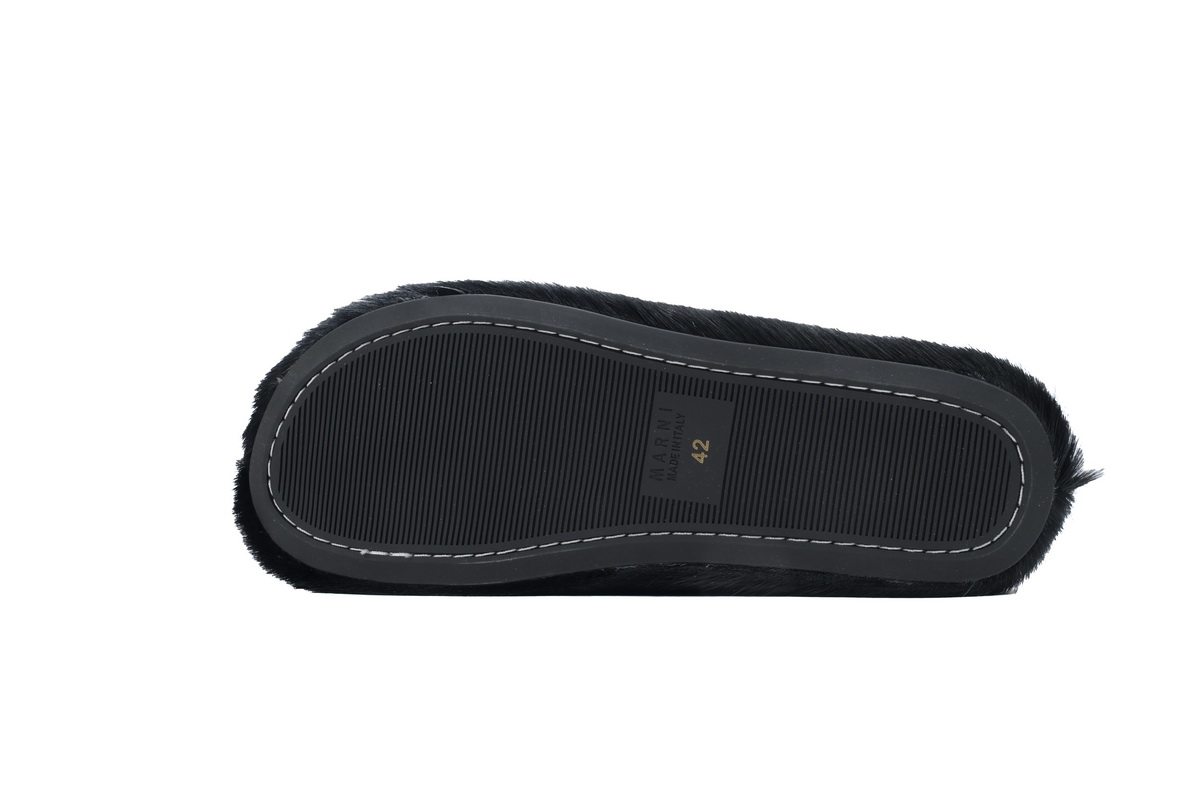 Marni Long-hair Calfskin Fussbett Sabot Black SBMR000600P412200N99