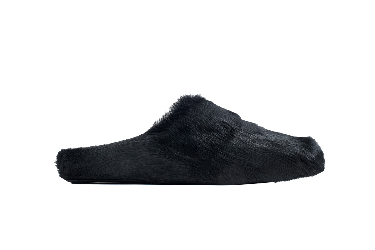 Marni Long-hair Calfskin Fussbett Sabot Black SBMR000600P412200N99