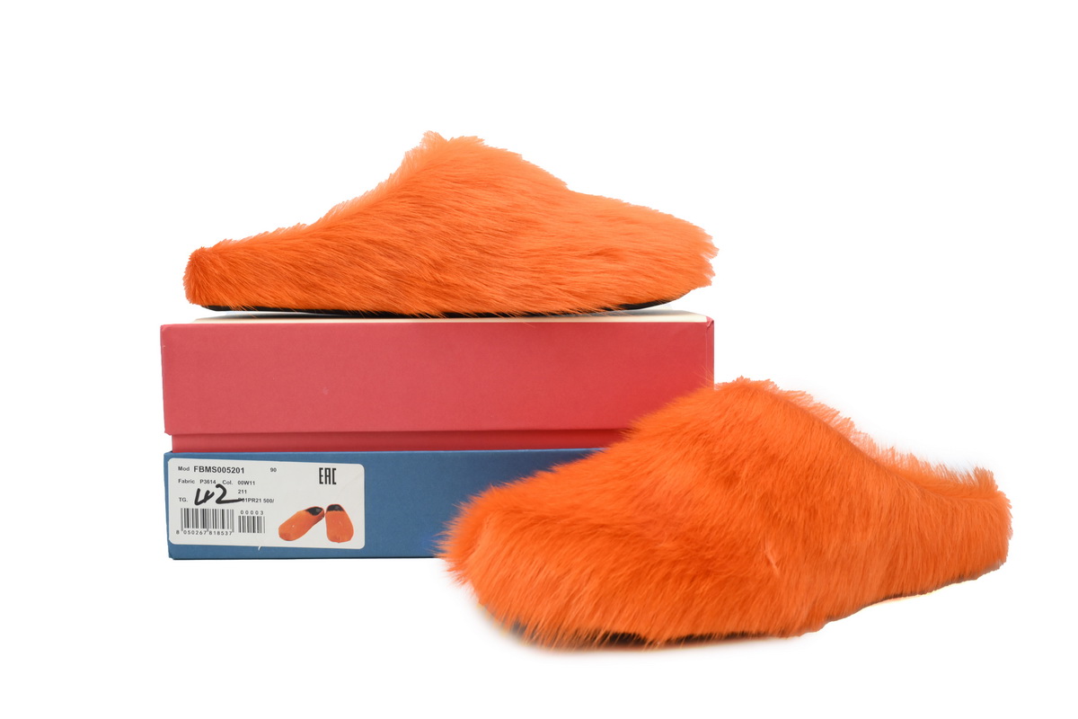 Marni Long-hair Calfskin Fussbett Sabot Orange SBMR000600P412200R09