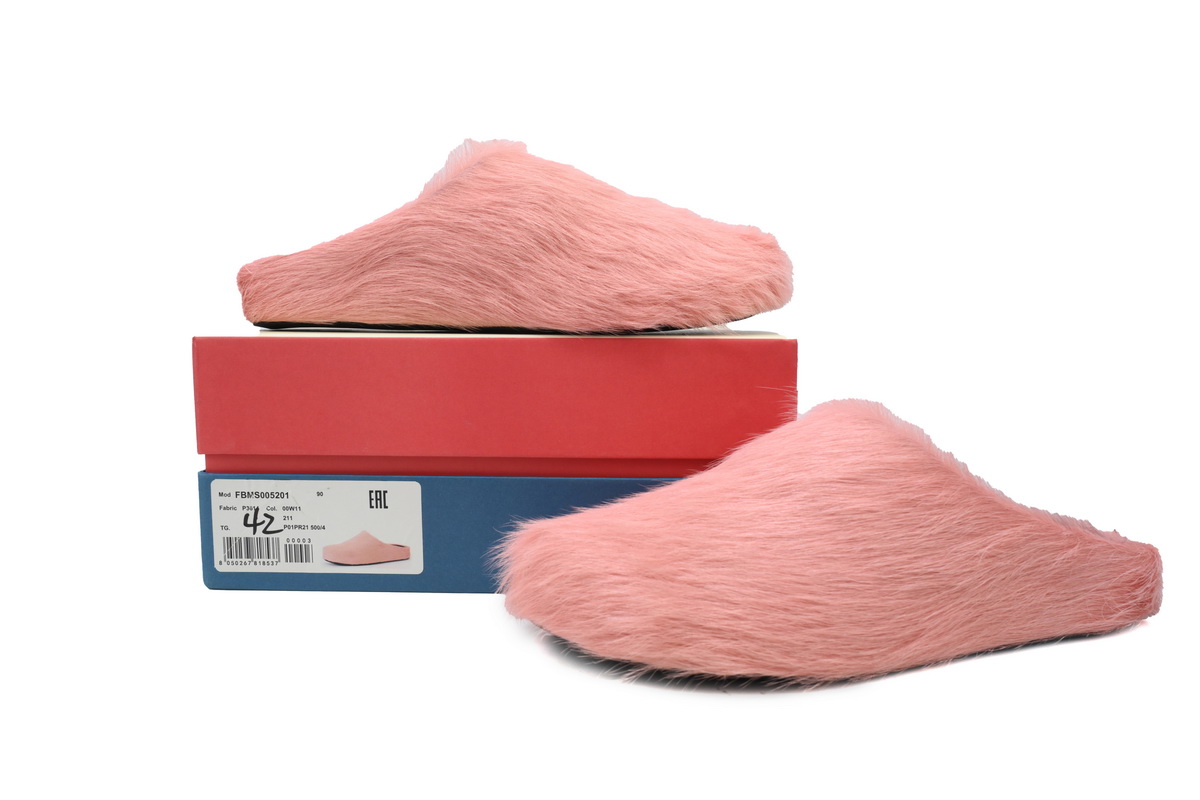 Marni Long-hair Calfskin Fussbett Sabot Pink SBMS004601P412200C29