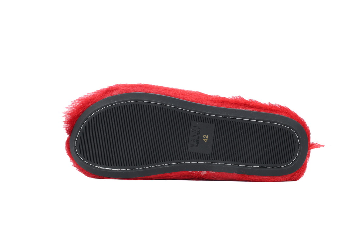 Marni Long-hair Calfskin Fussbett Sabot Red SBMS004601P412200R66