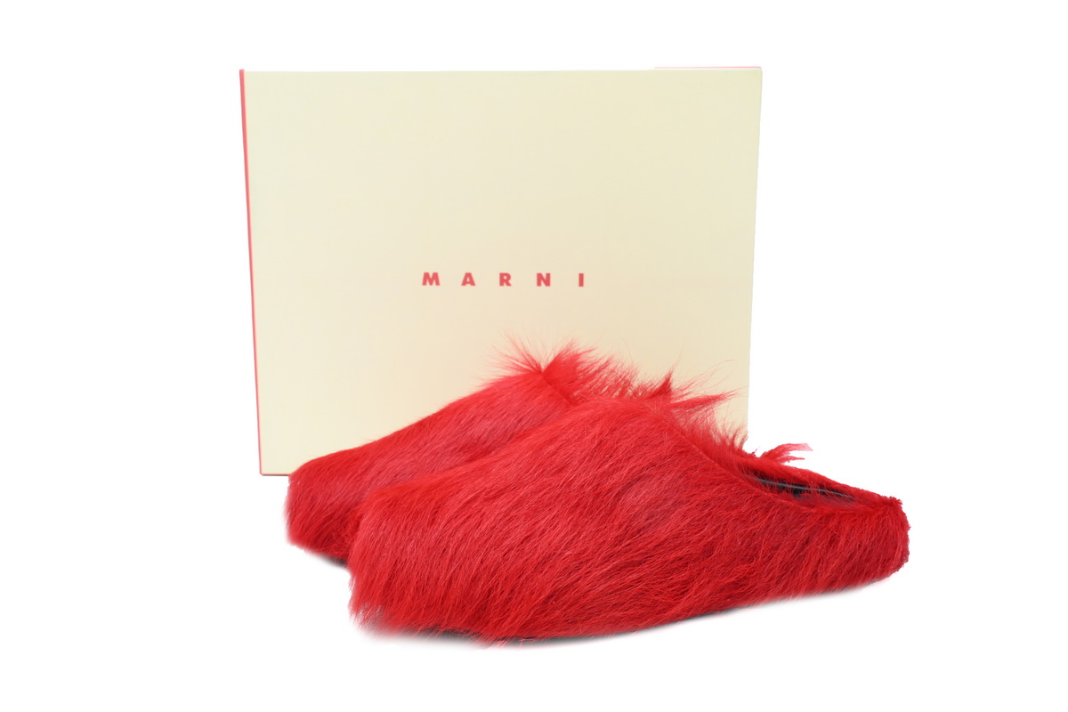 Marni Long-hair Calfskin Fussbett Sabot Red SBMS004601P412200R66